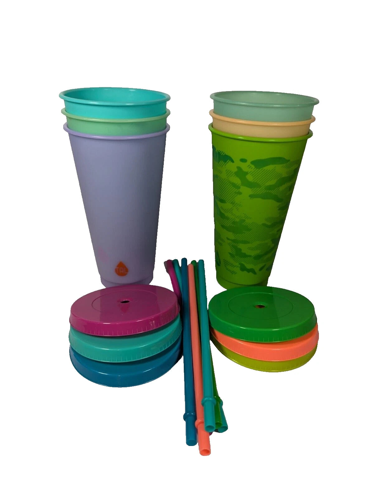 6 TAL Reusable Color Changing Plastic Drinking Cups, Straws and Lids Tumblers | eBay