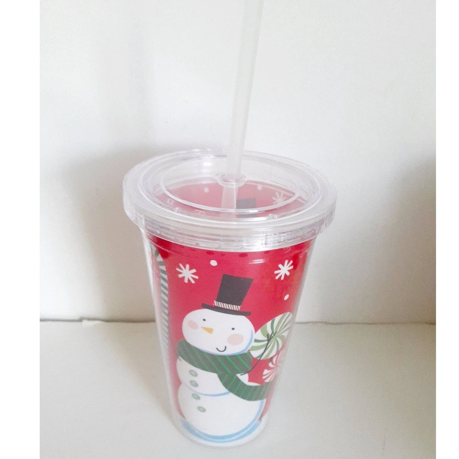 Christmas Theme Water Bottle Tumbler Goblet Lot of 3 with Lid and Straws NWOT | eBay