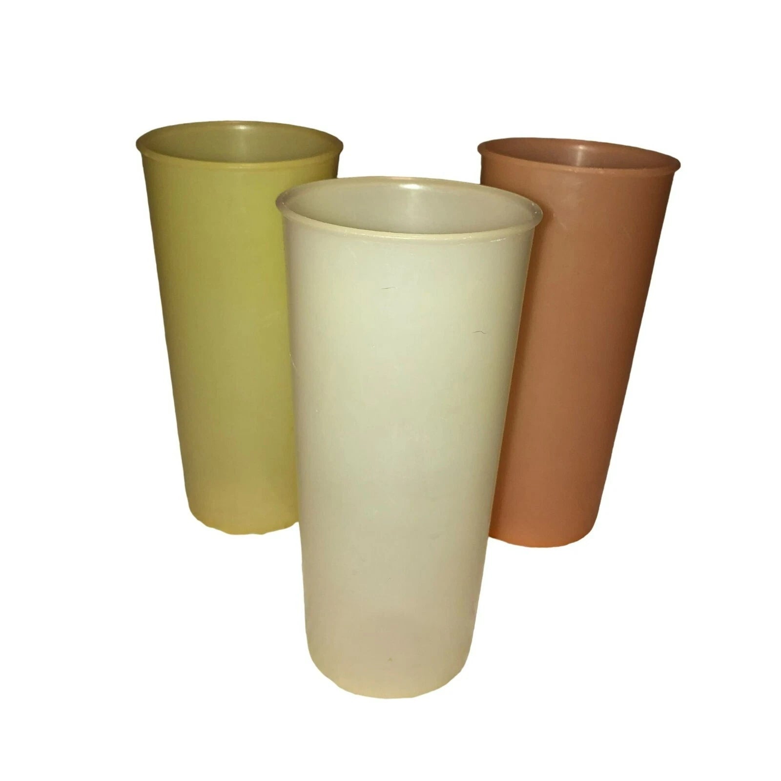VINTAGE TUPPERWARE PLASTIC GLASSES LOT OF 3 ORANGE YELLOW WHITE TUMBLERS 115-5 | eBay