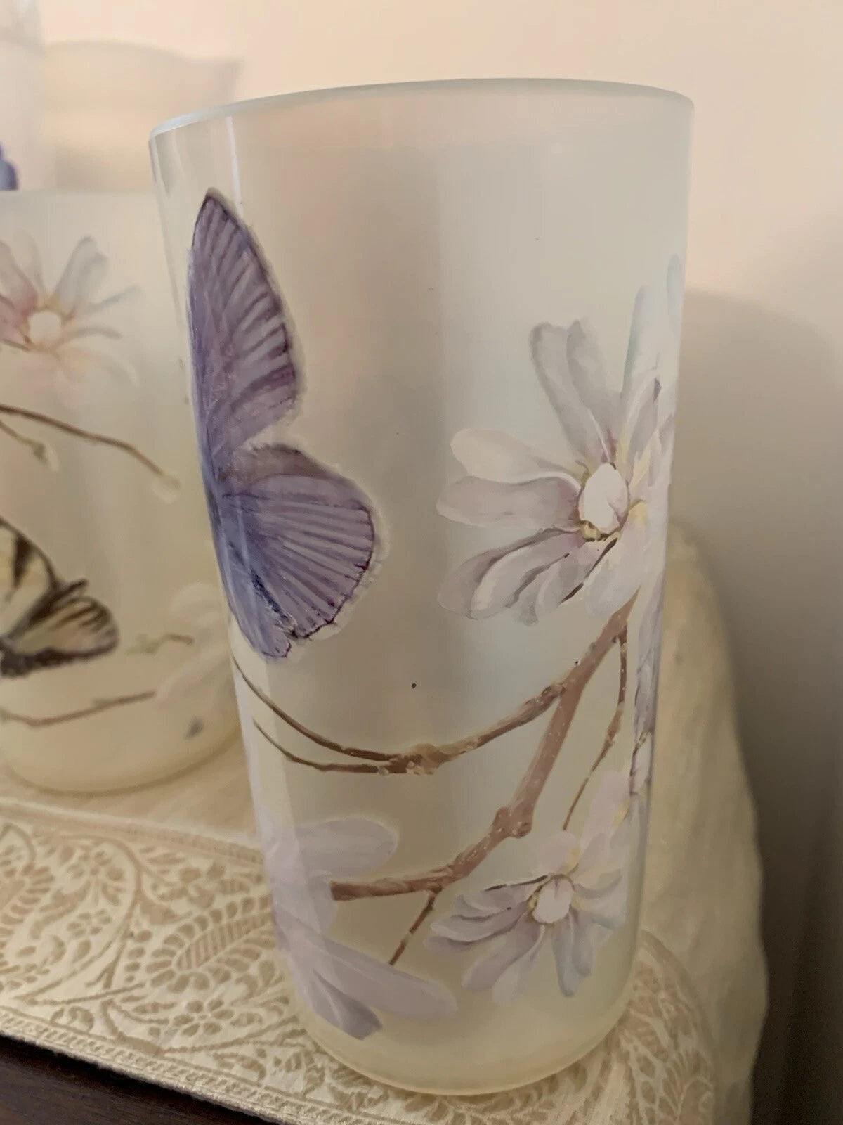 11 Pc-Vntg. Plastic/Acrylic Drinkware Set-Tumblers & Pitcher Butterflies Flowers | eBay