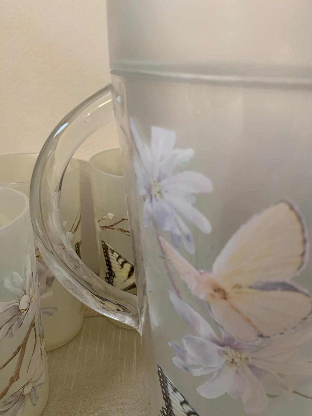 11 Pc-Vntg. Plastic/Acrylic Drinkware Set-Tumblers & Pitcher Butterflies Flowers | eBay