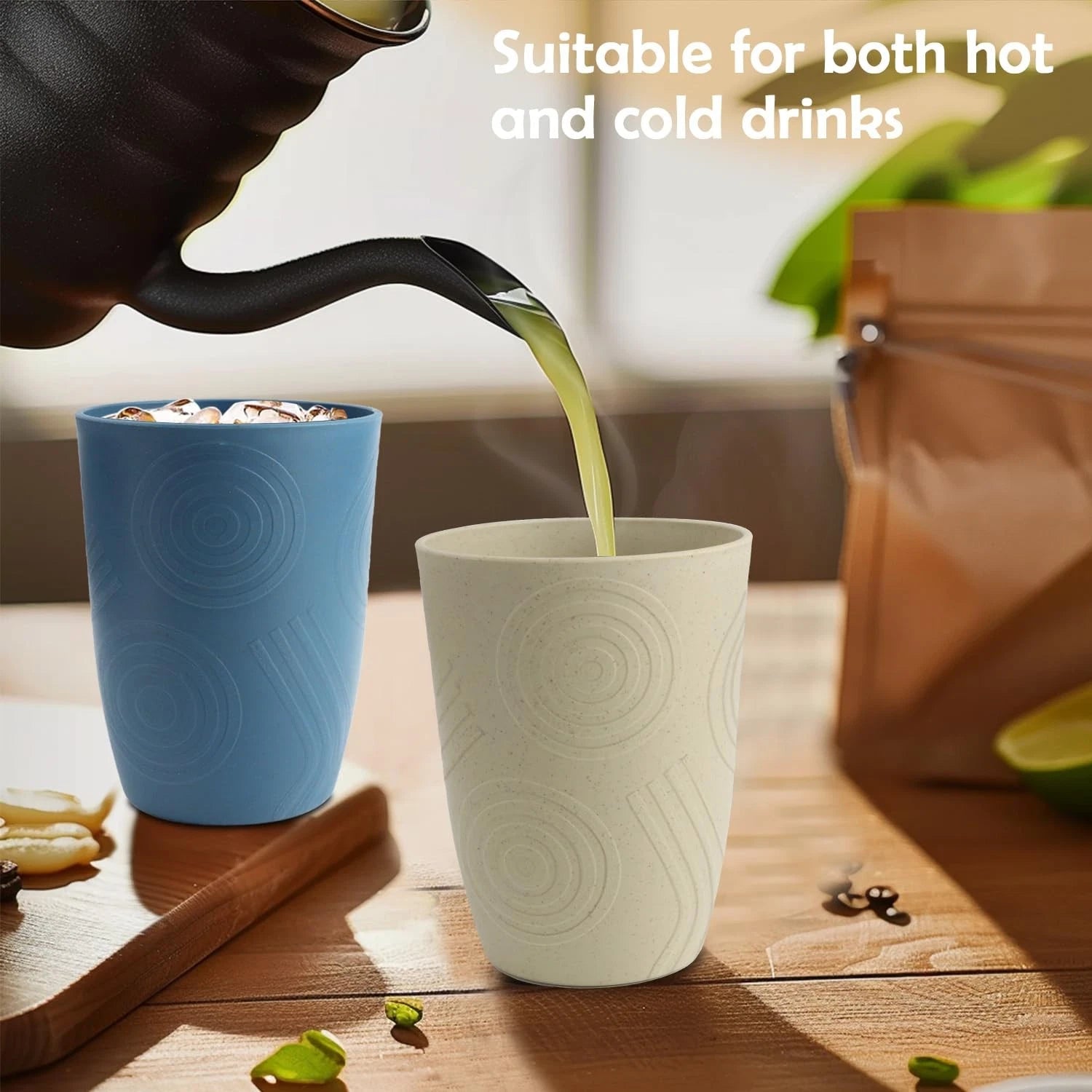 12 oz Wheat Straw Cups Set of 6, Alternatives to Plastic Cups Reusable, Unbre... | eBay