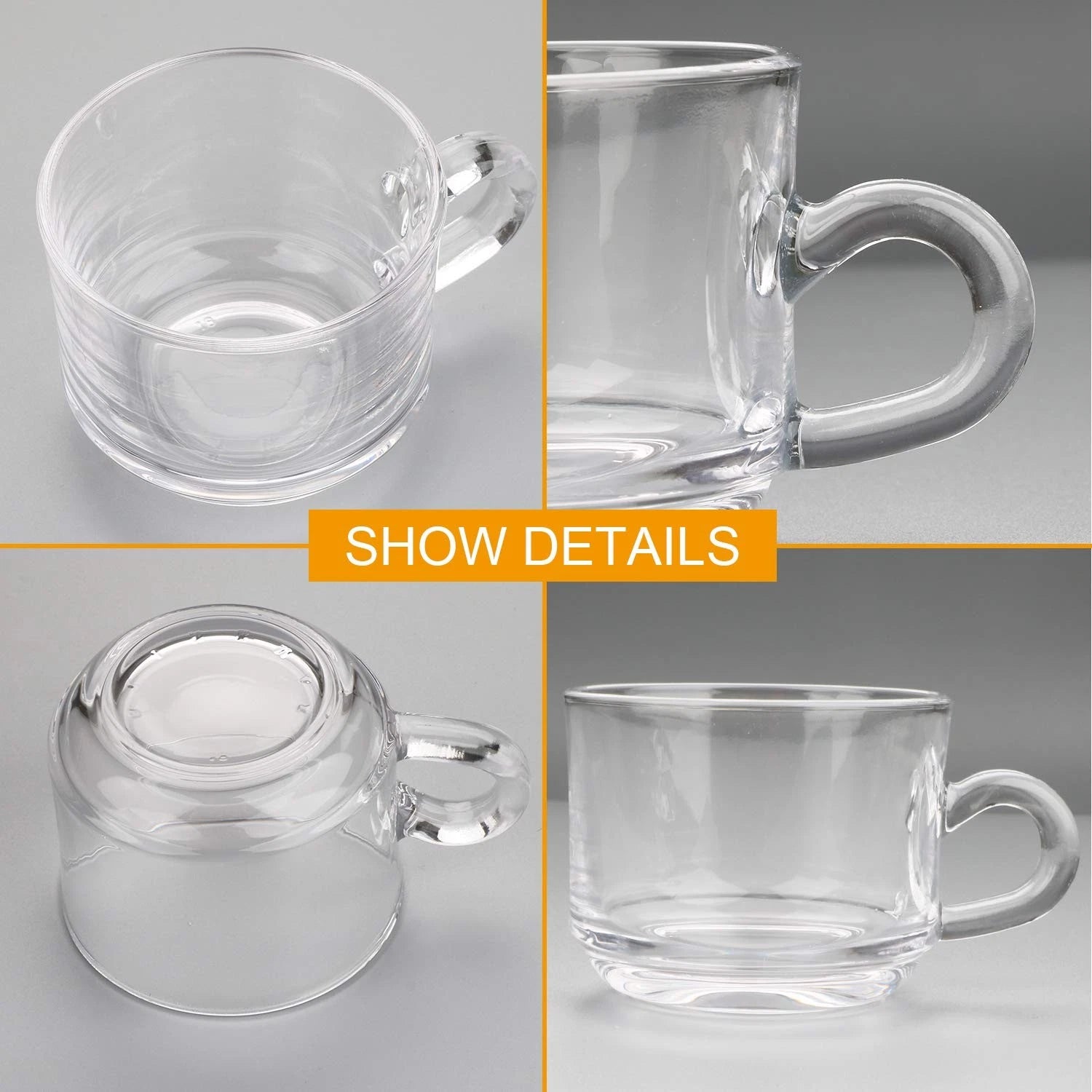 Clear Glass Coffee Mug Set of 12 | 6 oz with Handle | Food Safe & Durable | eBay