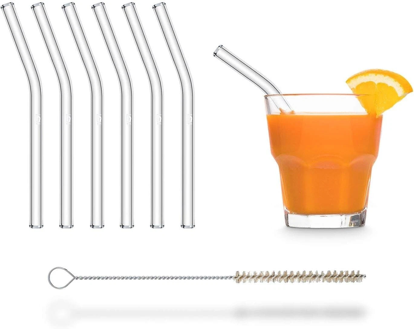 Eco-Friendly 6x 6-Inch Glass Straws with Plastic-Free Cleaning Brush, | eBay