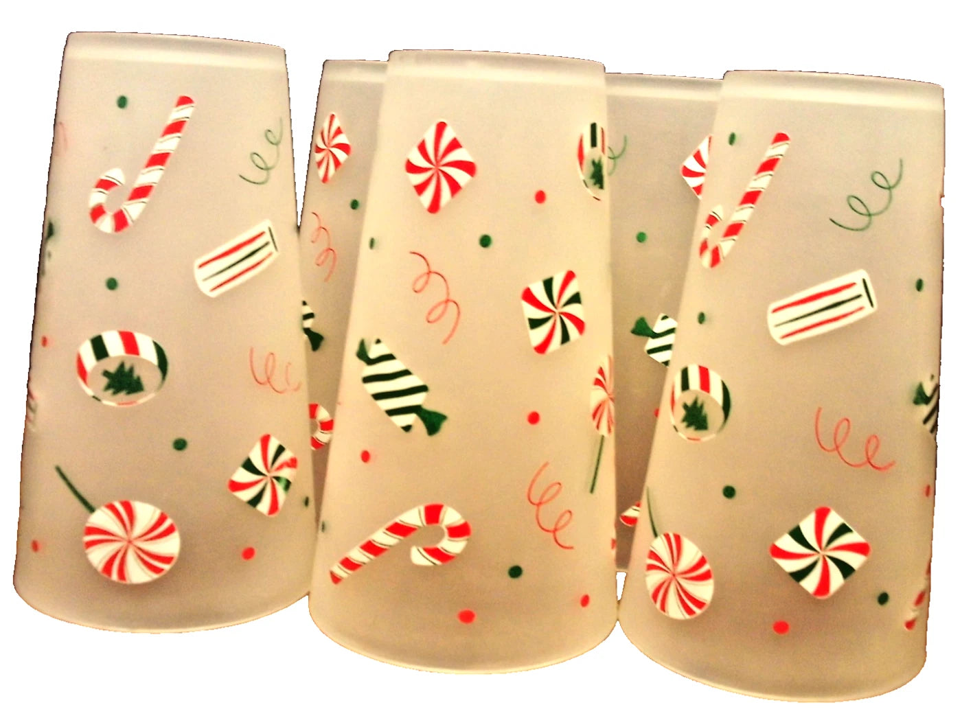 6pc CHRISTMAS Large Plastic Tumblers-Peppermints-Shatterproof Drink Glasses 187 | eBay