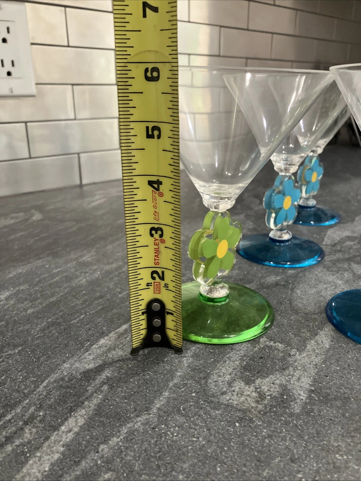 6 Retro Acrylic Poolside Martini Style Cocktail Glasses Floral Design | eBay