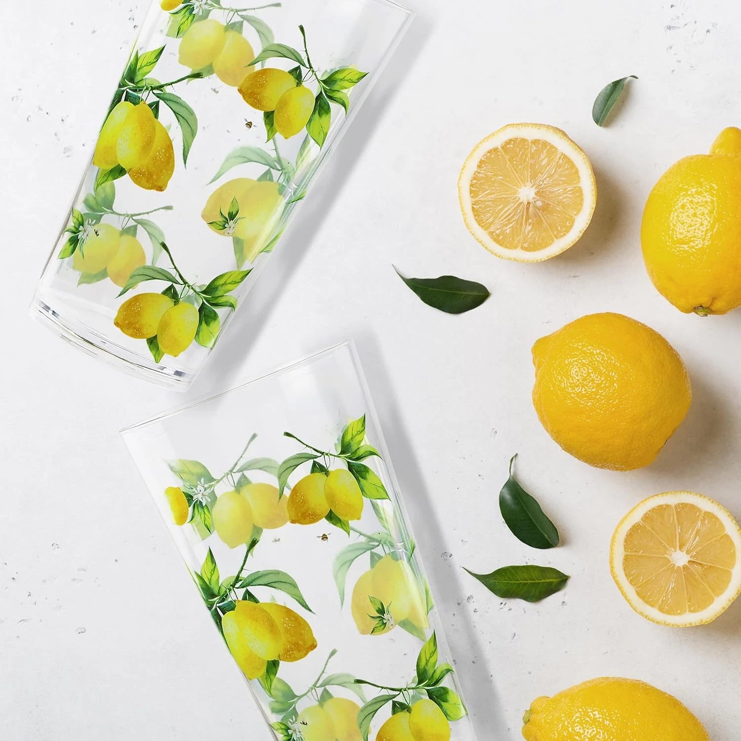 Calypso Basics Fresh Lemons by , 19Oz Acrylic Ice Tea Drinkware, Set of 6, White | eBay