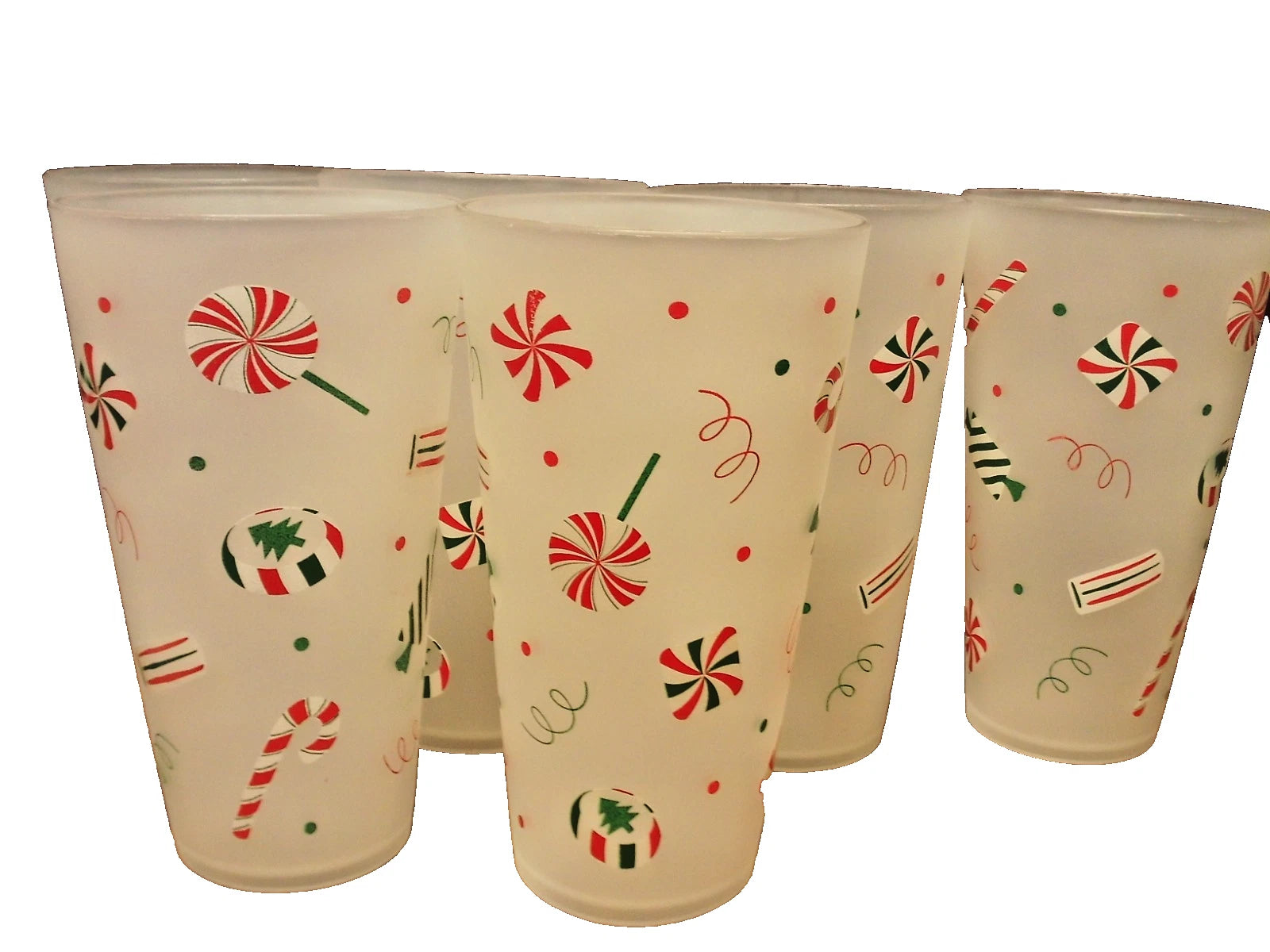 6pc CHRISTMAS Large Plastic Tumblers-Peppermints-Shatterproof Drink Glasses 187 | eBay