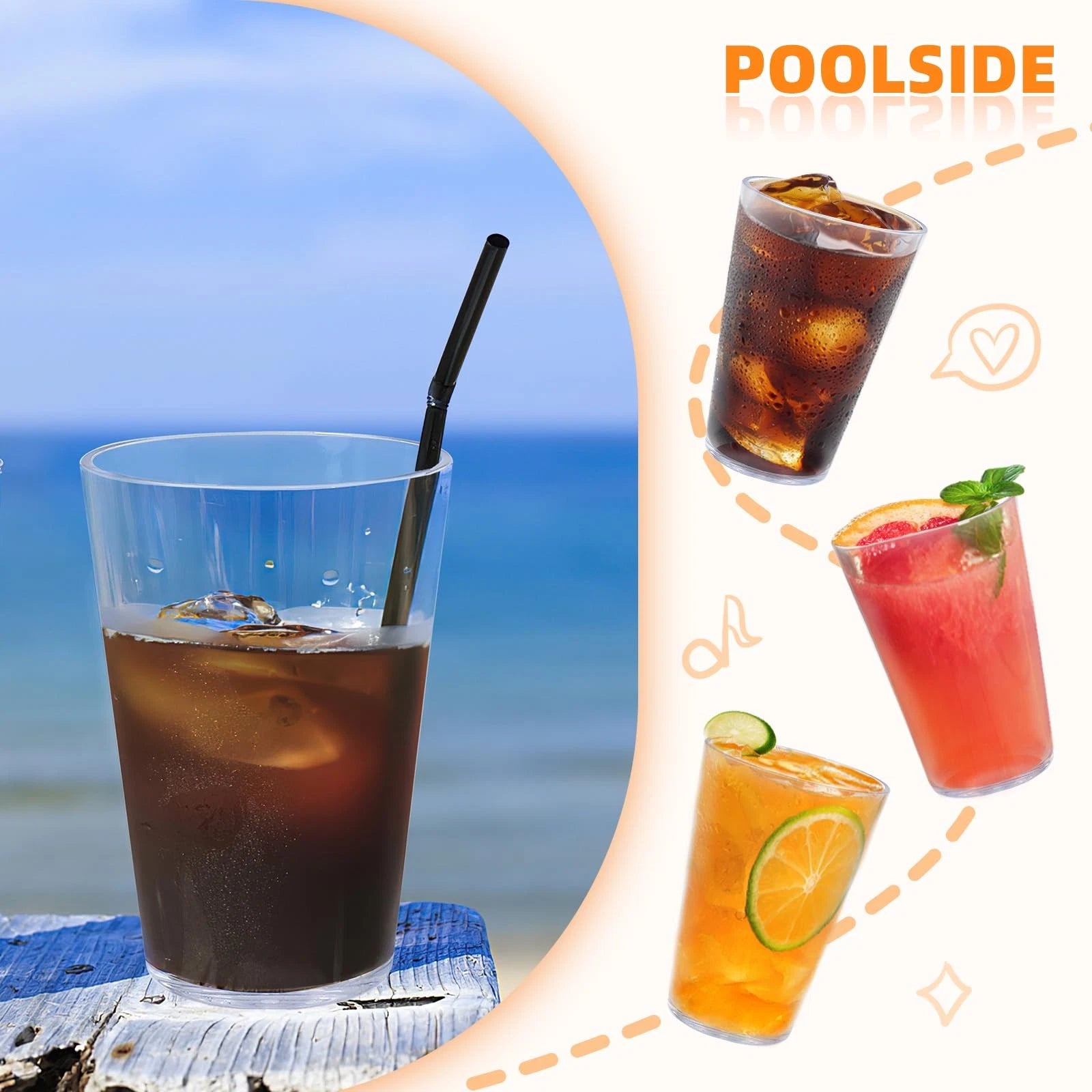 32oz BPA-free Plastic Cups Set of 6 - Reusable, Dishwasher, Freezer Safe | eBay