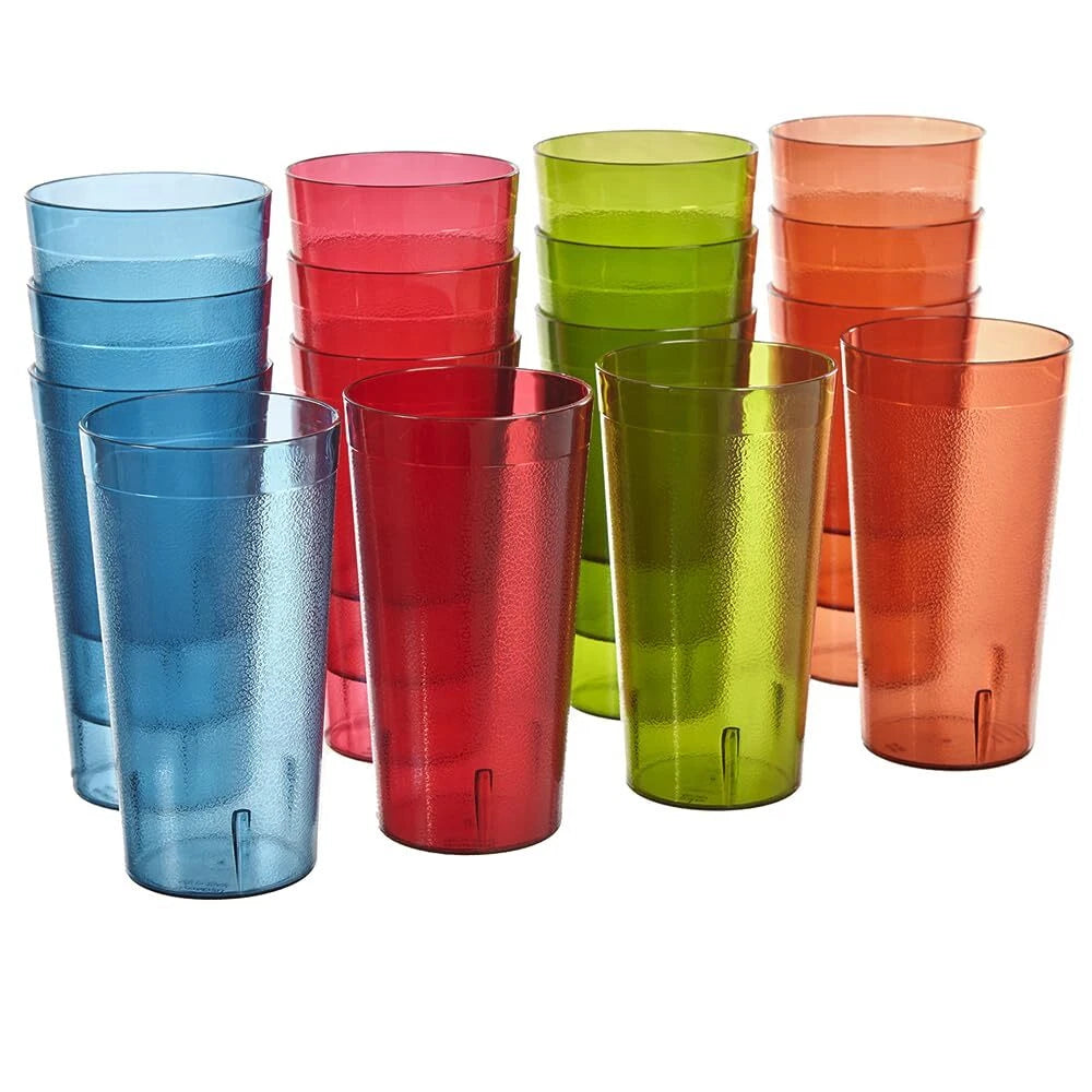 Cafe Plastic Reusable Tumblers set Of 16 20ounce Water Cups Assorted Colors | 674894969943| eBay