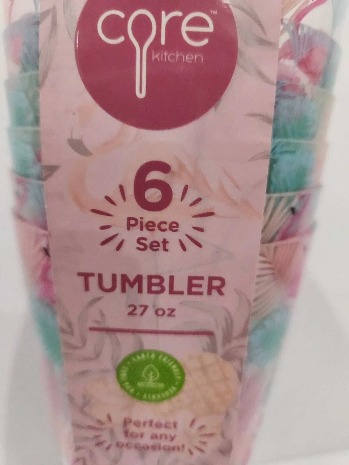 Core Kitchen Pink Flamingo Plastic Tumblers Glasses INDOOR/OUTDOOR 27oz | eBay