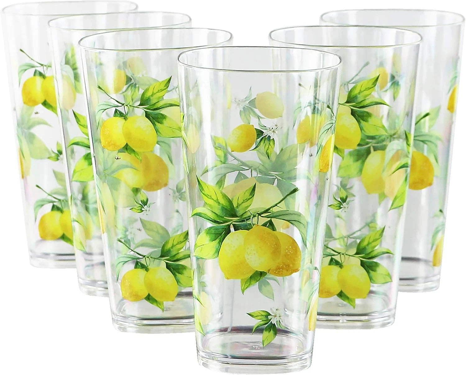 Calypso Basics Fresh Lemons by , 19Oz Acrylic Ice Tea Drinkware, Set of 6, White | eBay