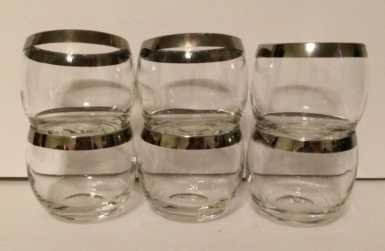 Dorothy Thorpe Silver Banded Roly Poly Drinking Glasses Set of 6 | eBay