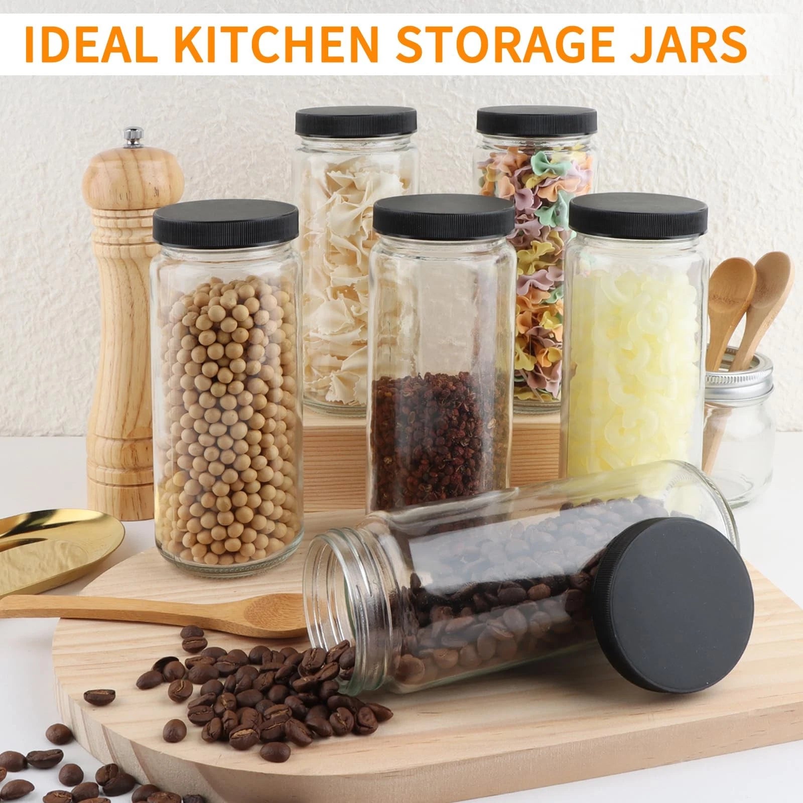 16 OZ Glass Juice Bottles, Set of 12 Reusable Drinking Bottles with Lids, Cle... | eBay