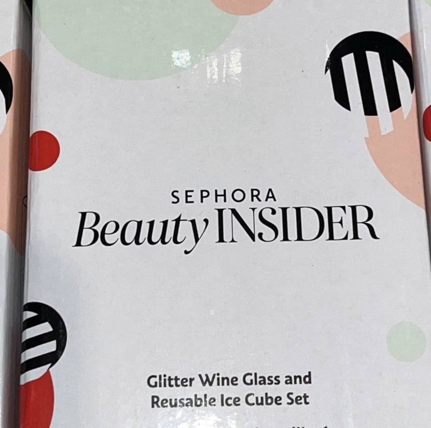 Glitter Wine Glass & Reusable Ice Cube Set Of 6 New (Sephora Beauty Insider) | eBay