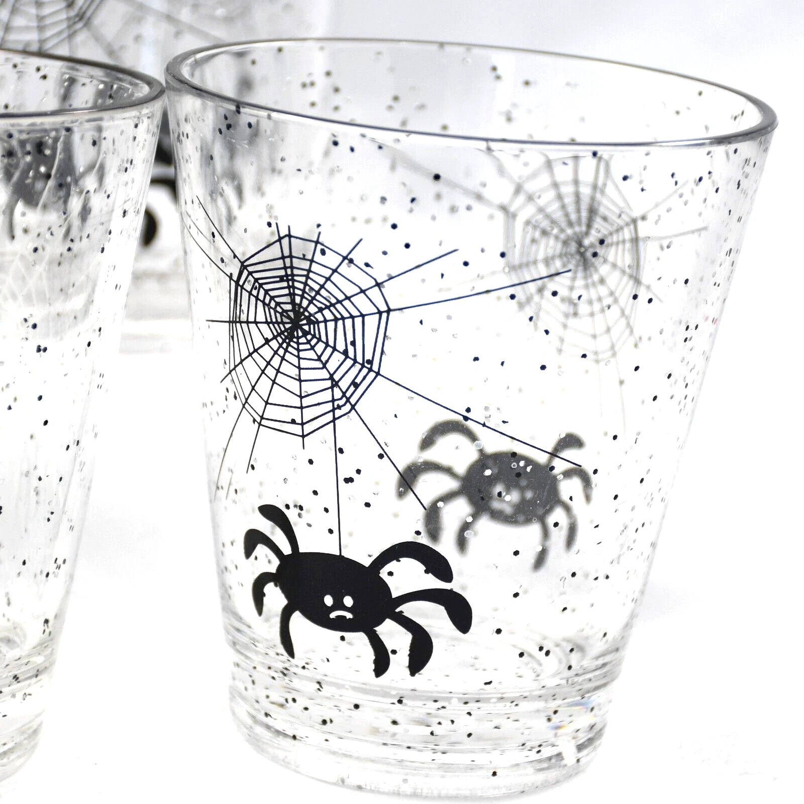 HALLOWEEN Clear Acrylic Tumbler Cup 12oz Set of 6 Spider Web Sparkles Fun Spooky | eBay