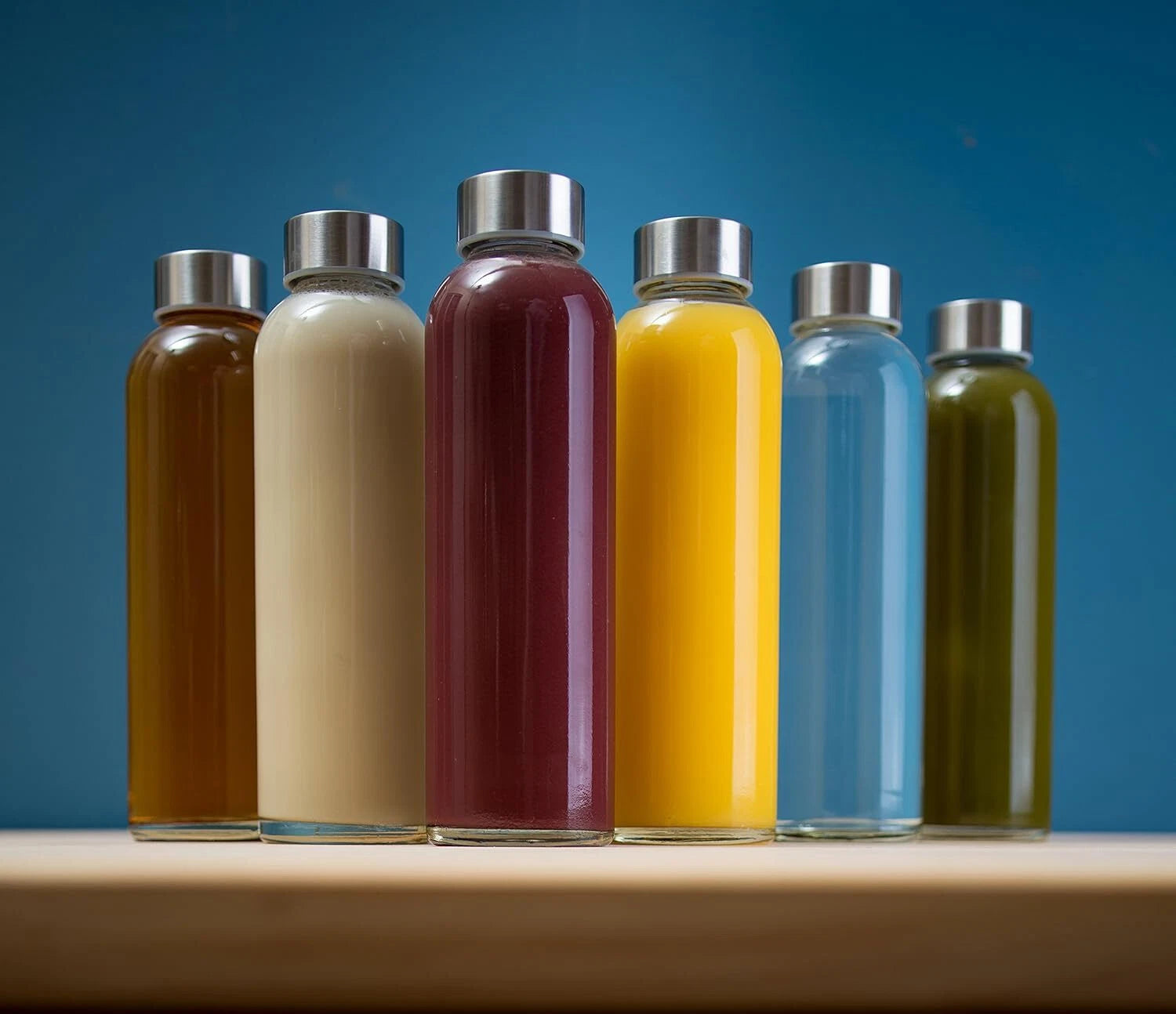 Glass Water Bottles Set of 6 - Glass Juice Bottles with Lids - Reusable Juice Ja | eBay