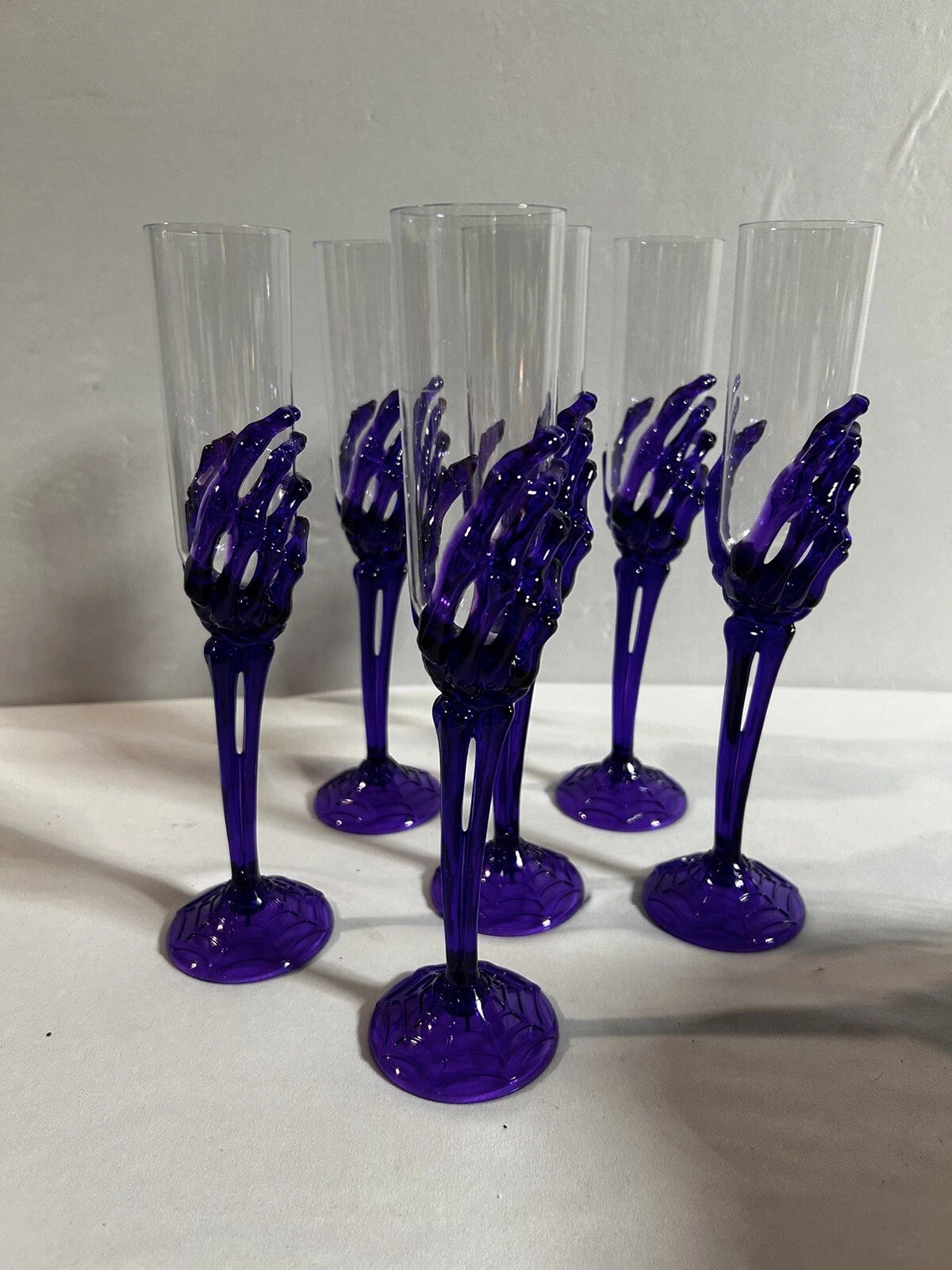 Halloween Set Of 6 Purple Skeleton Hand Champagne Glasses~Acrylic Plastic Flutes | eBay