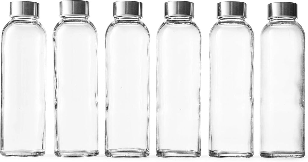 Glass Water Bottles Set of 6 - Glass Juice Bottles with Lids - Reusable Juice Ja | eBay