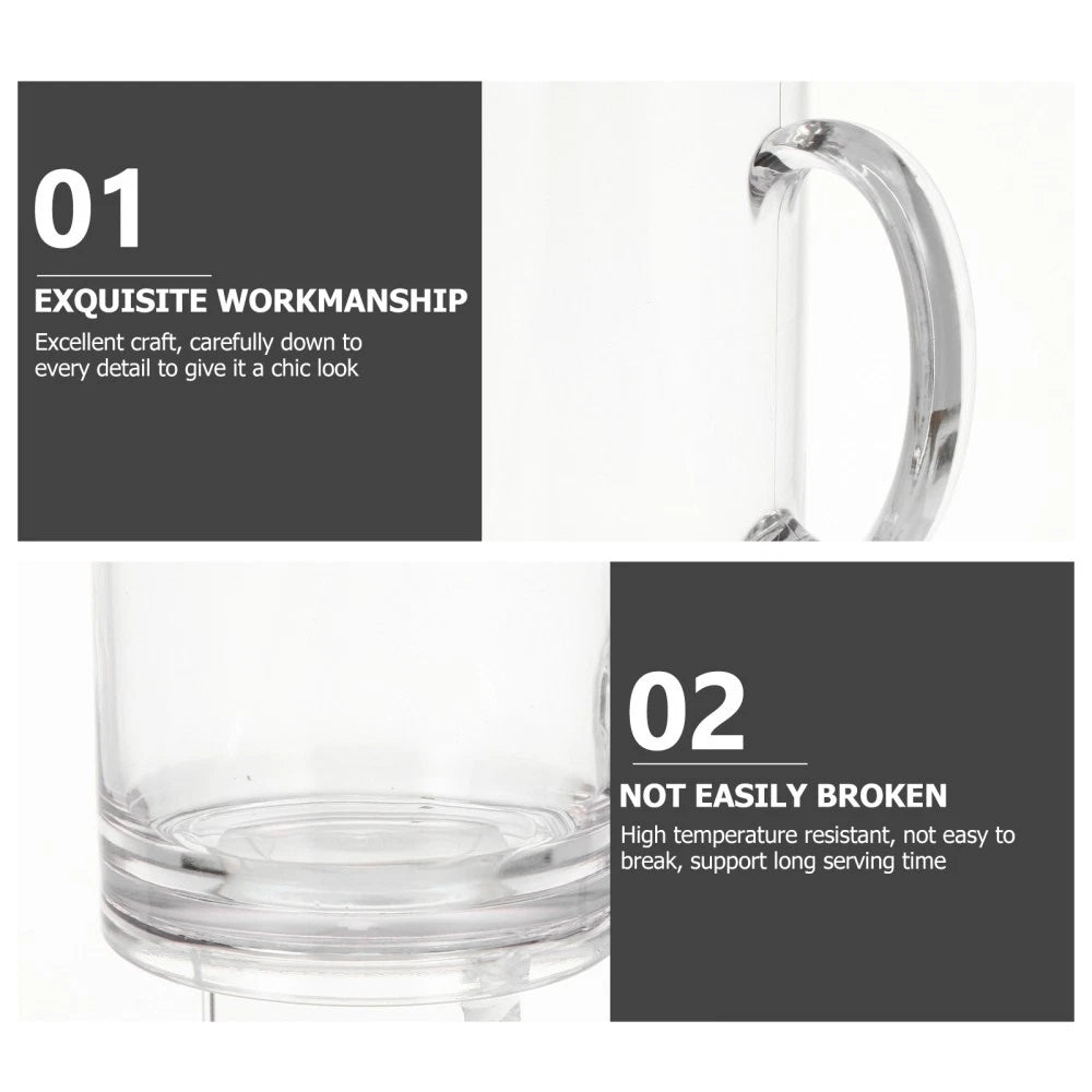 Set of 2 Transparent Beer Mug Freezer Beverage Clear Mugs Drinking Cup | eBay