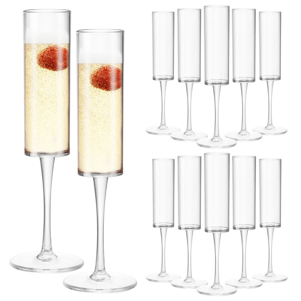 Set of 12 Unbreakable Plastic Champagne Flutes, 6 oz Toasting Glasses | eBay