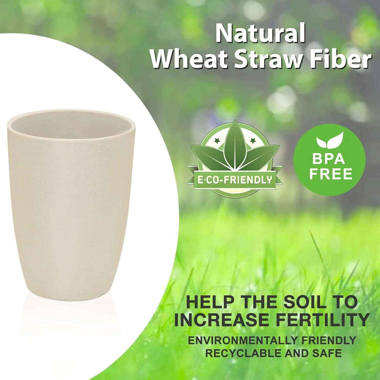 Mfacoy Wheat Straw Cups Set of 6, 12 oz Unbreakable Drinking Cups, 12 OZ | eBay