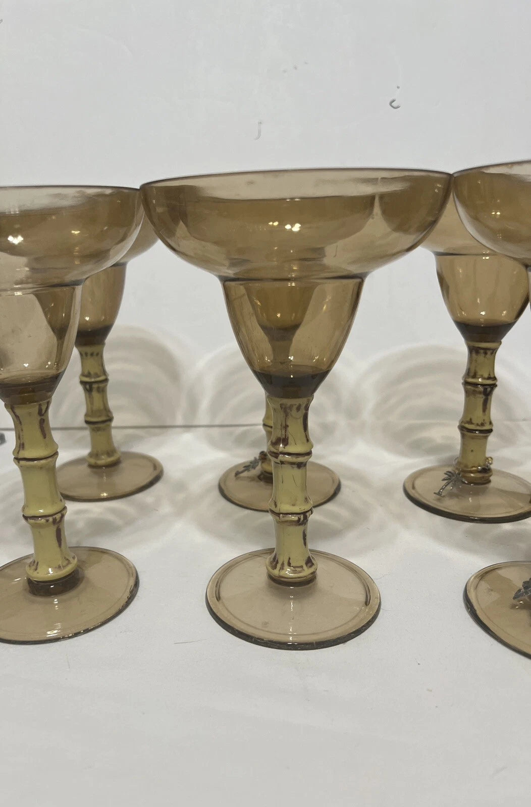 Set of 6 Acrylic Tiki Margarita Drink Glasses Bamboo Design Stem 7" h x 4.5" rim | eBay