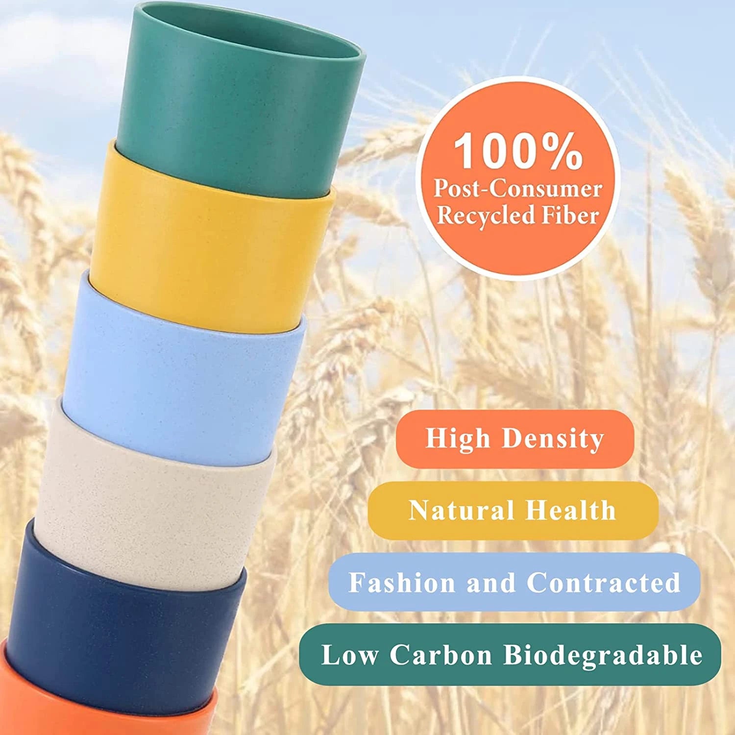 Wheat Straw Cups Set of 6, 12 Oz Unbreakable Drinking, Reusable, Stackable Tumbl | eBay