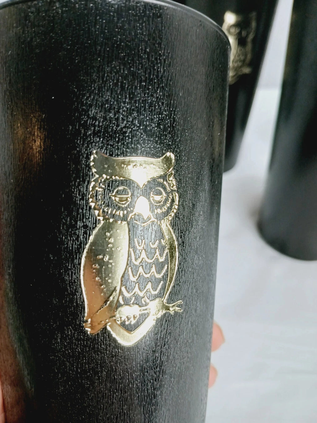Set of 6=Vtg Nasco Black with Gold Owls Tumblers/Glasses = Plastic = about 14 oz | eBay