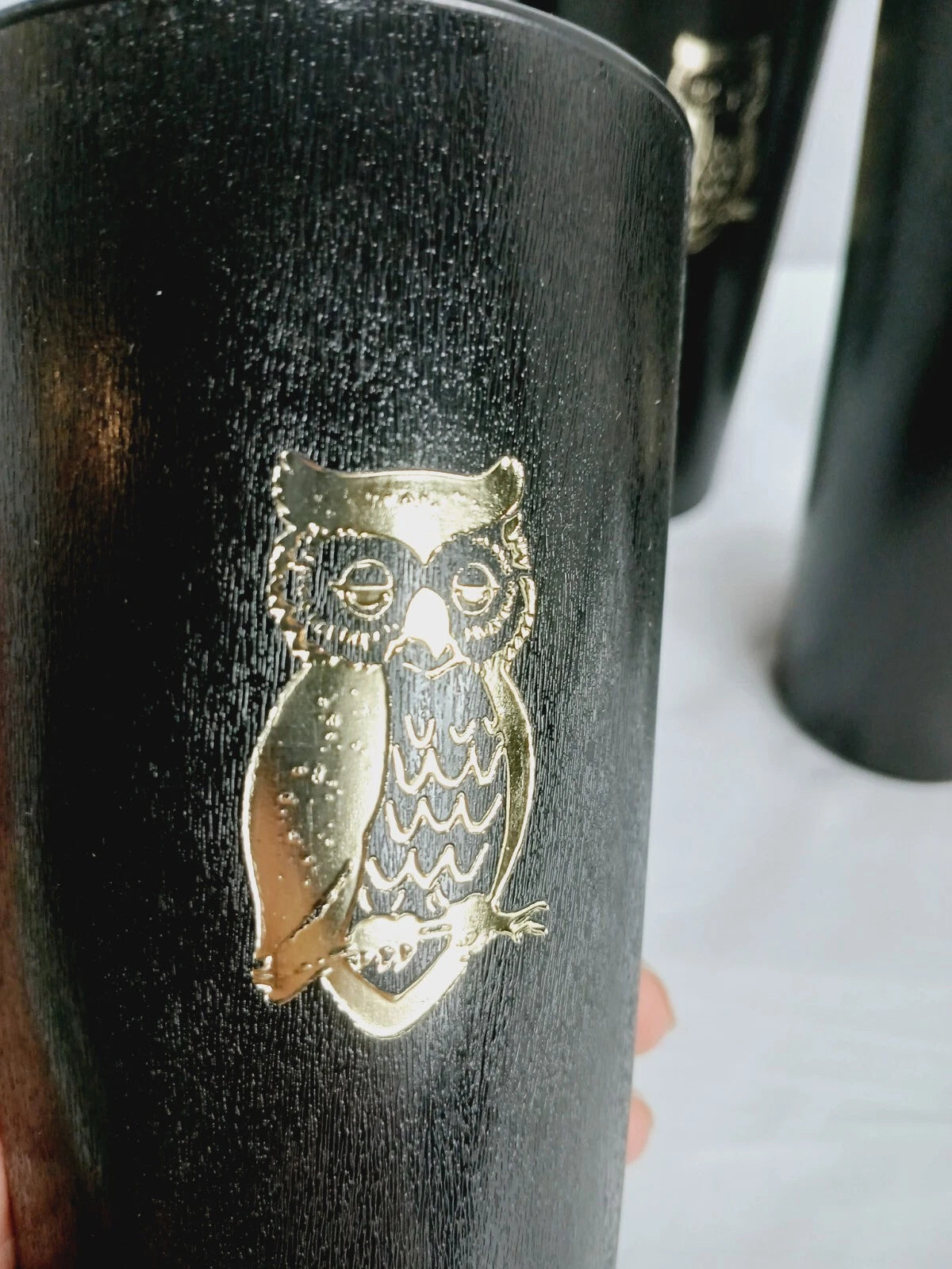 Set of 6=Vtg Nasco Black with Gold Owls Tumblers/Glasses = Plastic = about 14 oz | eBay