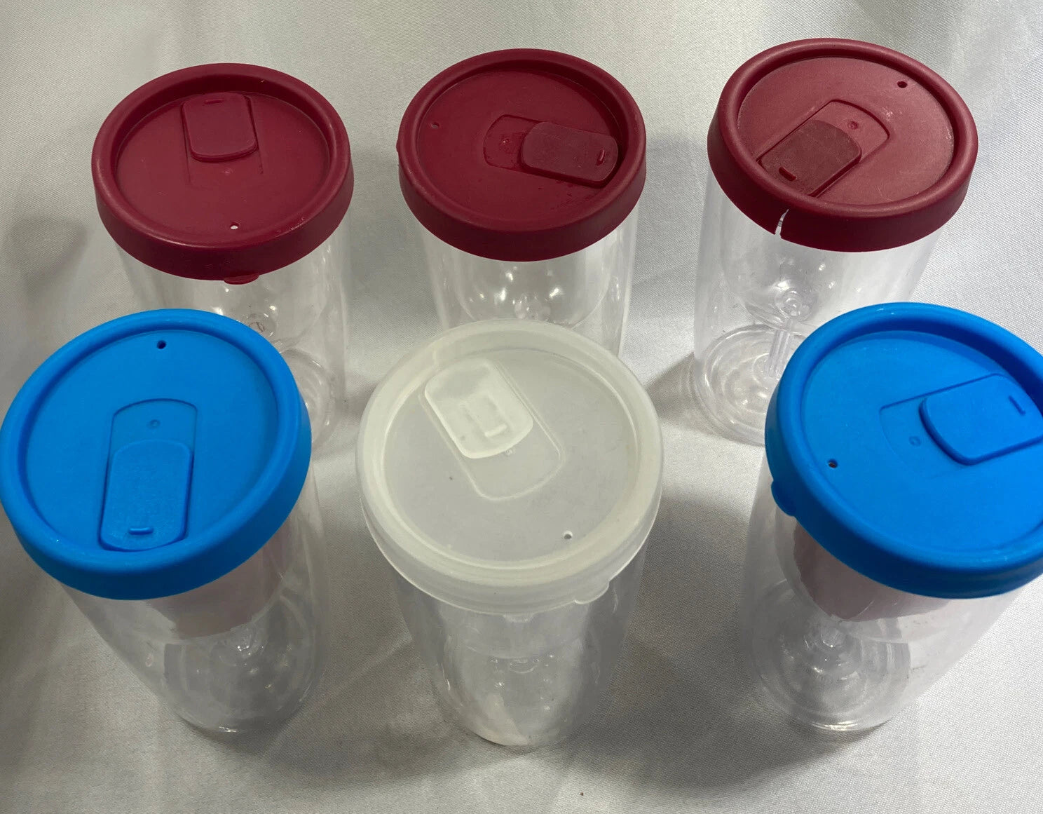 Wine Glass Plastic Tumbler Clear Encased Goblet Cups with Lid Set Of Six | eBay