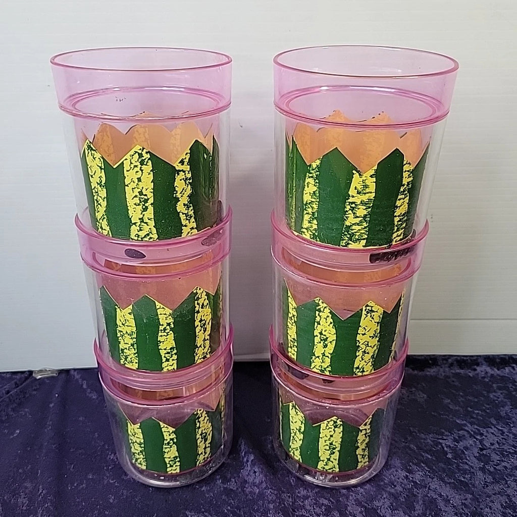 Set Of 6 Vintage Watermelon Theme Plastic Stackable Cups CB 1995 | eBay