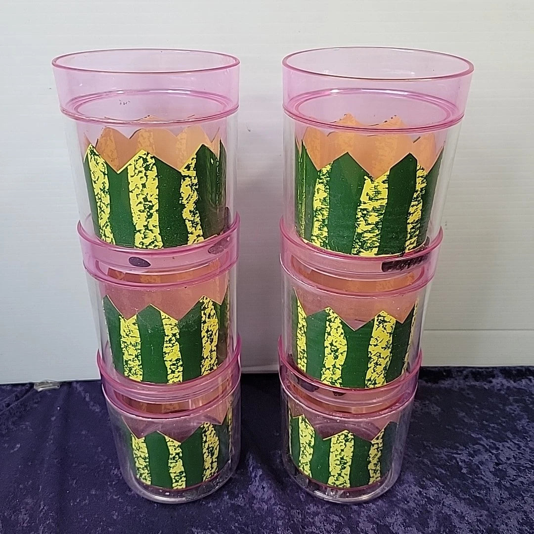 Set Of 6 Vintage Watermelon Theme Plastic Stackable Cups CB 1995 | eBay