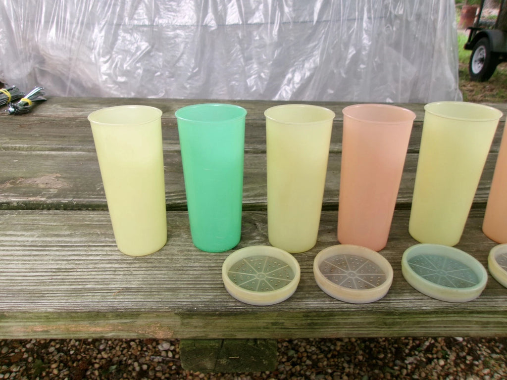 Lot of 7 Vtg. Tupperware Pastel Tumblers 6" Drinking Glasses - 8 Oz + 4 Coaster | eBay