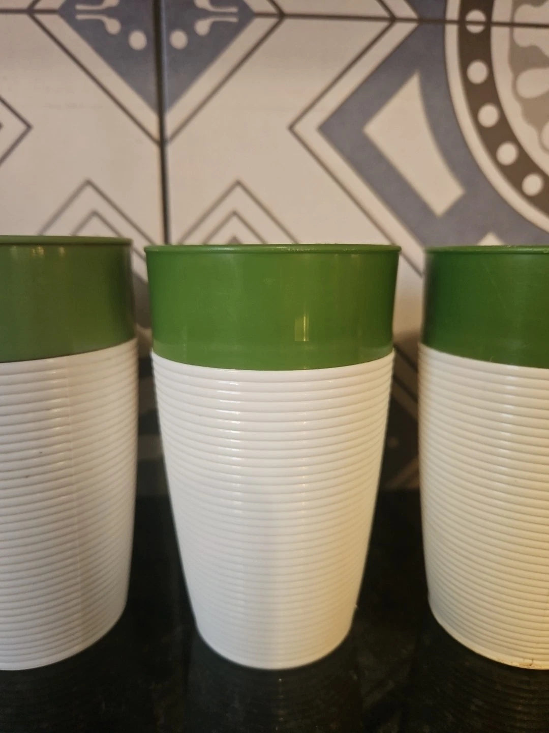 Raffiaware by Thermo-Temp Drink Tumblers Green Ribbed Vintage Set of 6 | eBay