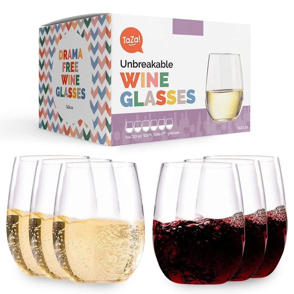 Outdoor Wine Glasses Stemless (20oz) | Set of 6 | Unbreakable Tritan Plastic ... | eBay