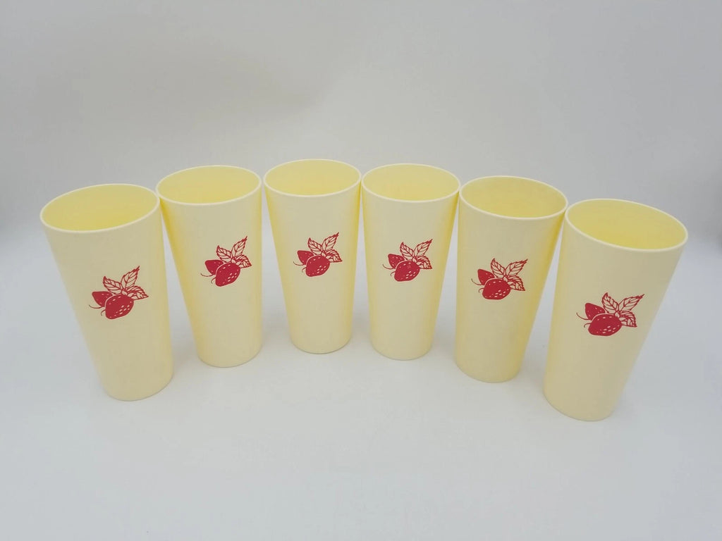 Vintage Nasco Japan Set of 6 Plastic Strawberry Drinking Tumbler Cups Cream/Red | eBay