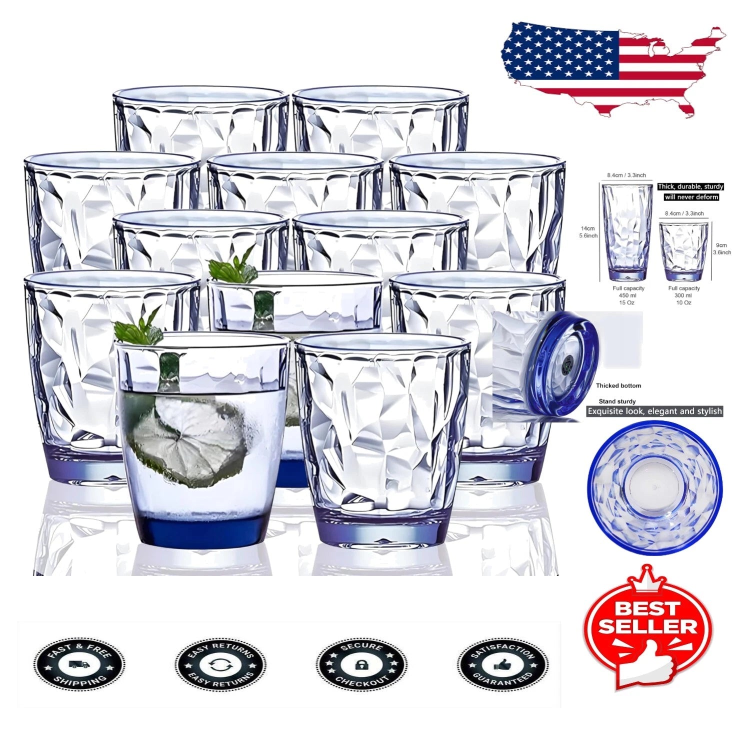 Modern 12-Piece Tritan Drinking Glass Set - Stylish, Unbreakable & FDA Approved | eBay