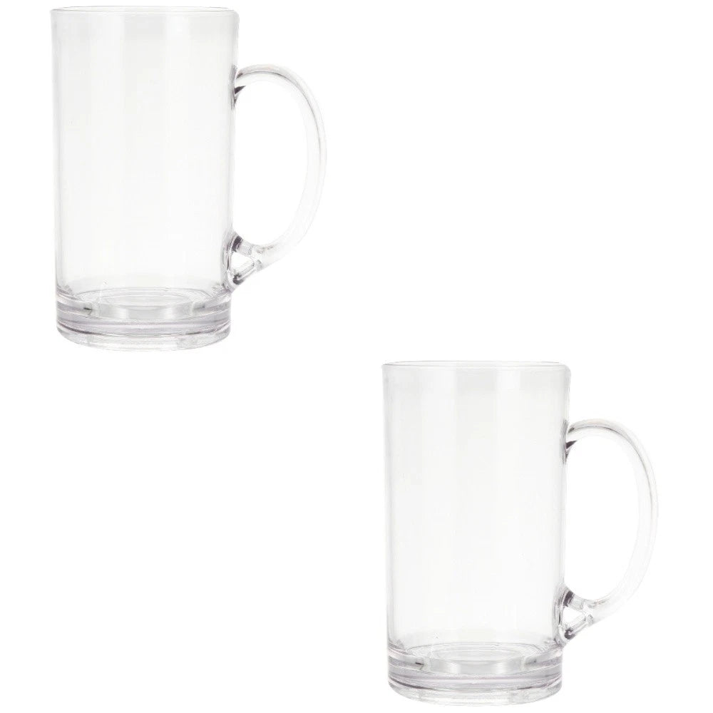 Set of 2 Transparent Beer Mug Freezer Beverage Clear Mugs Drinking Cup | eBay