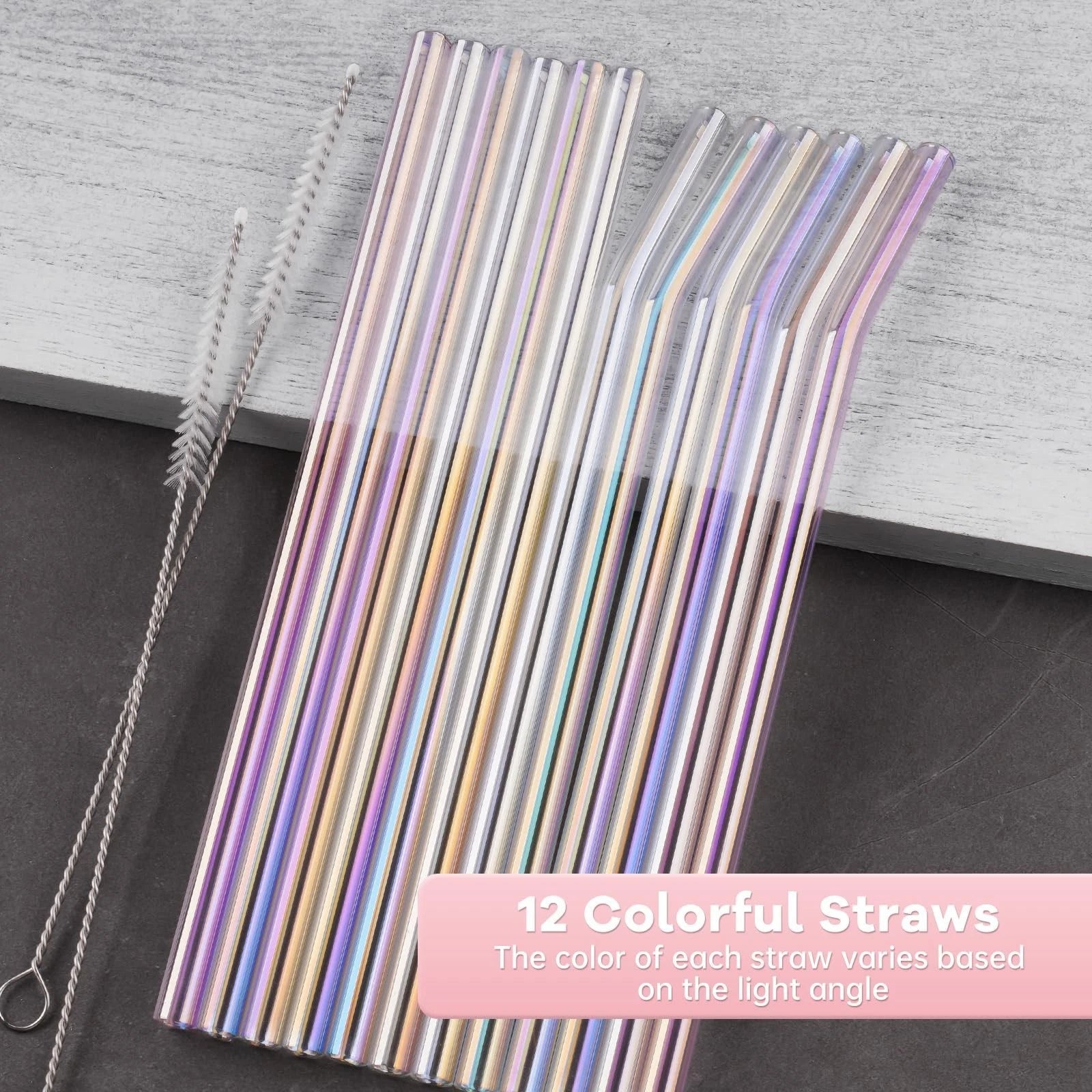 NiHome Reusable Glass Drinking Straws Clear 12-Pack, 8"x0.3" Set of 6 Straigh... | eBay