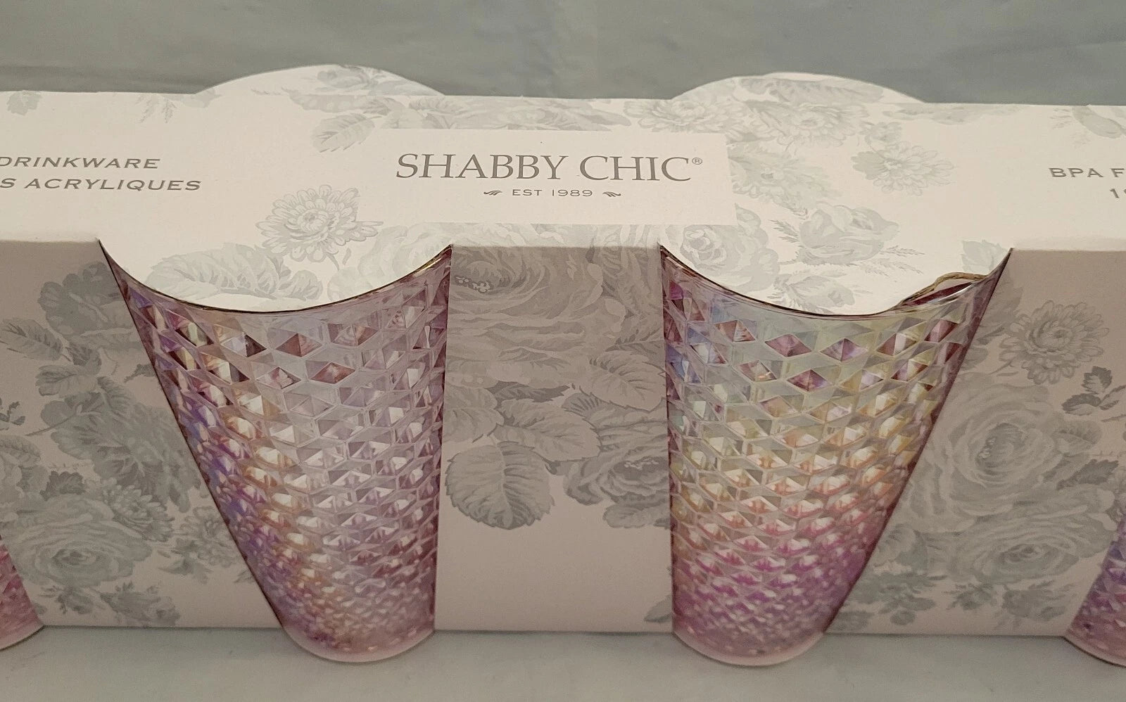 Shabby Chic 4 Pack Acrylic Drinkware Pink Studded Tumblers Cup 19 Oz BPA Free | eBay