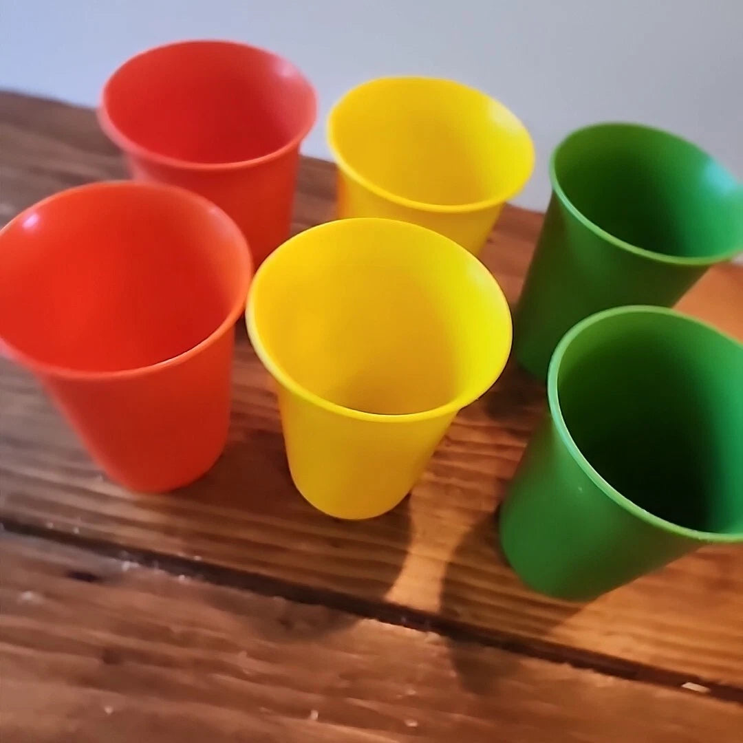 Set of 6 Vintage Tupperware Bell Tumbler Kids Cups #109 Green Yellow Red Plastic | eBay