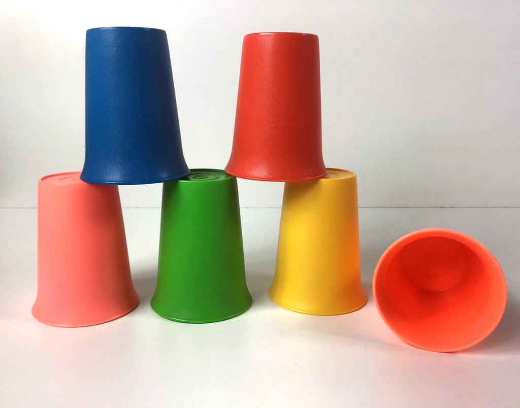 Lot of 6 Vintage Tupperware 8oz Drinking Cups Kids 109 Stacking Bell Tumblers | eBay