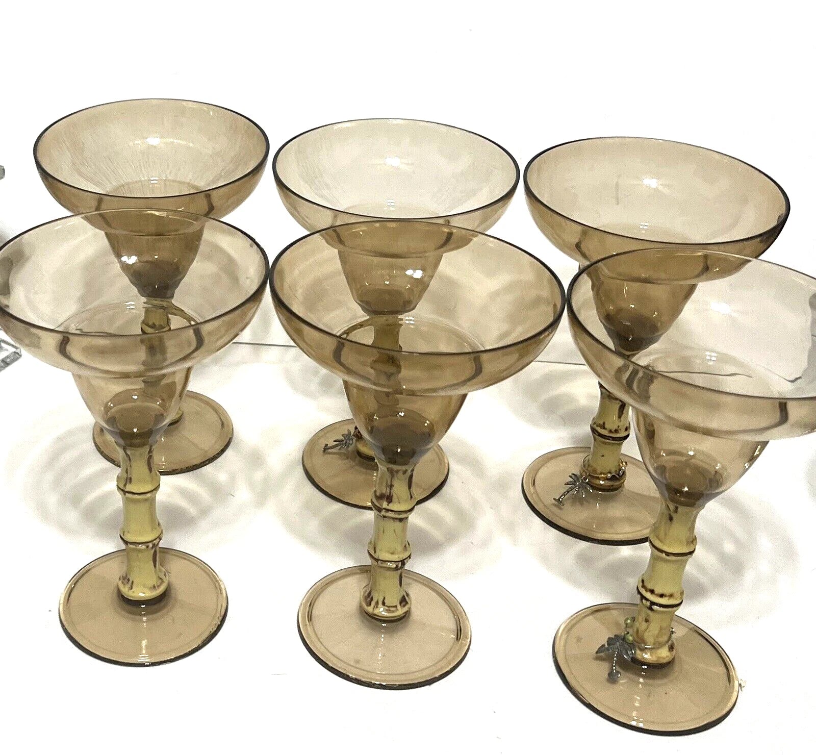 Set of 6 Acrylic Tiki Margarita Drink Glasses Bamboo Design Stem 7" h x 4.5" rim | eBay