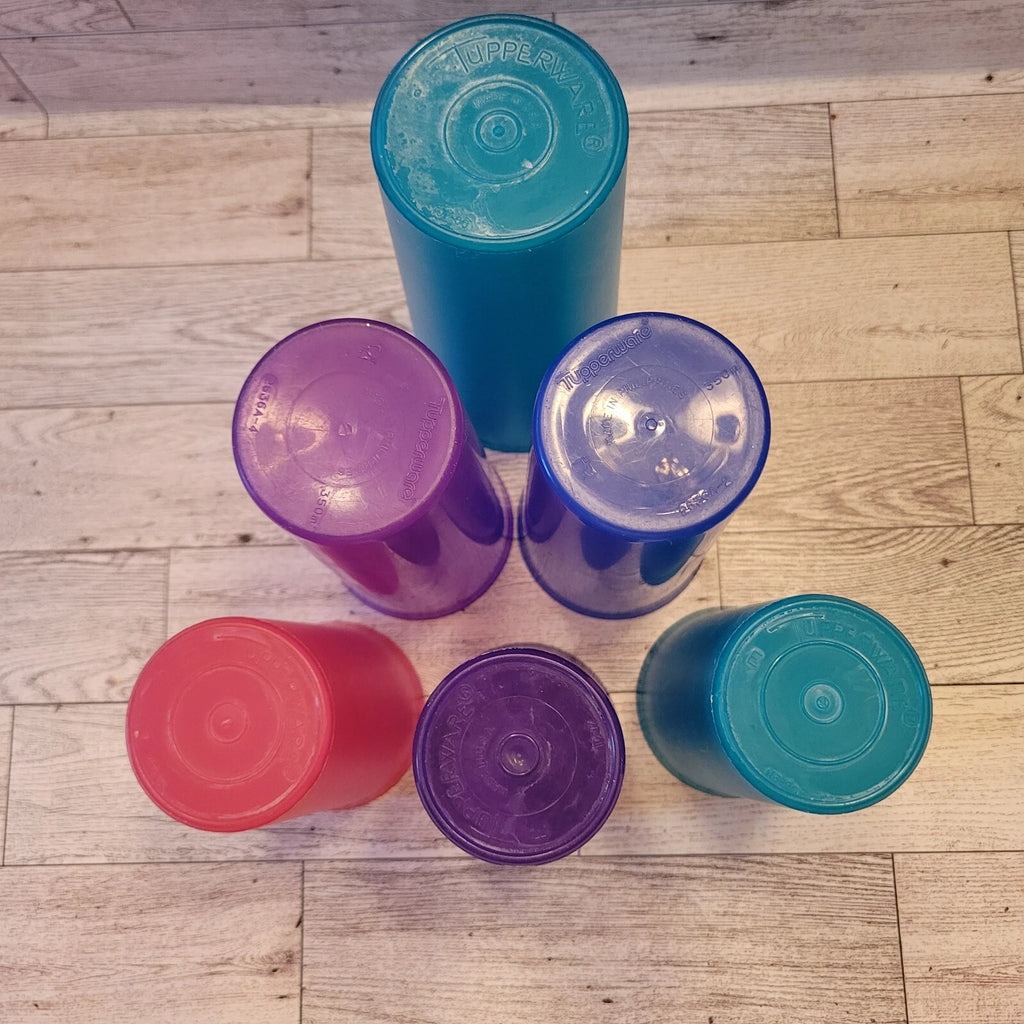 Vintage Tupperware Lot of 6 Jewel Tone Plastic Tumblers 9 12 16 oz Drinking Cups | eBay