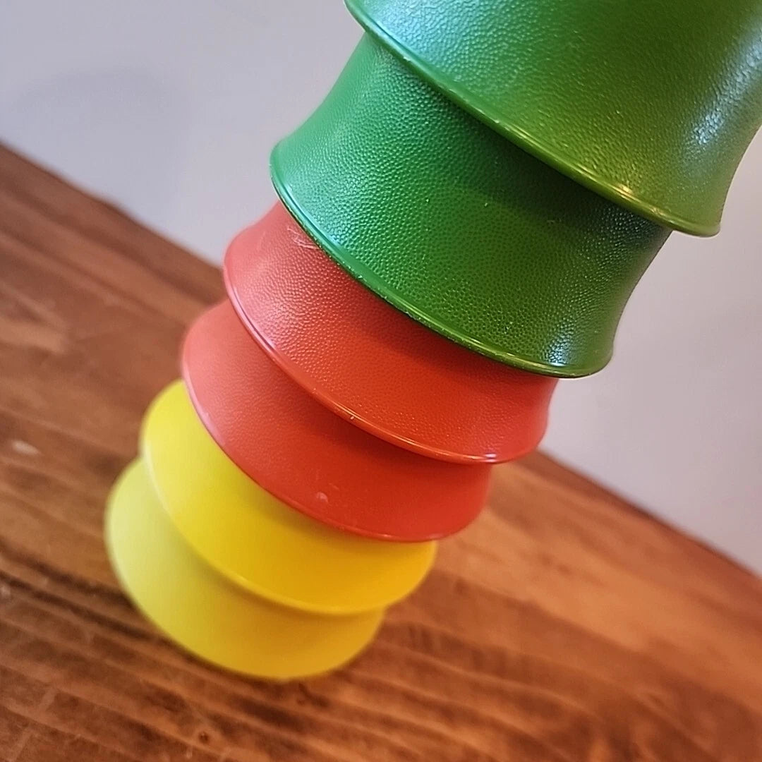 Set of 6 Vintage Tupperware Bell Tumbler Kids Cups #109 Green Yellow Red Plastic | eBay