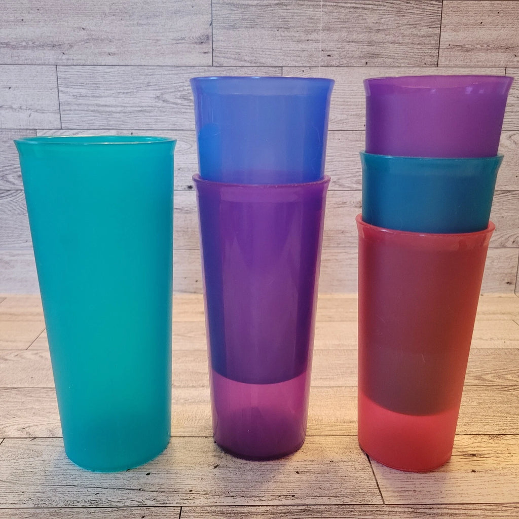 Vintage Tupperware Lot of 6 Jewel Tone Plastic Tumblers 9 12 16 oz Drinking Cups | eBay