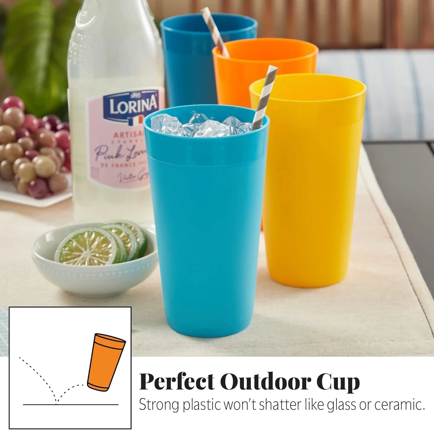 Plastic Water Tumblers 20oz Stackable Reusable BPA-Free Indoor Outdoor Set of 12 | eBay