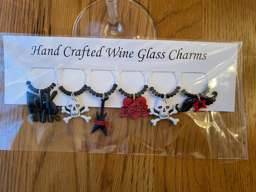 ROCKER, ROCK STAR " SET OF 6 HANDCRAFTED" Wine Glass Charm drink markers | eBay