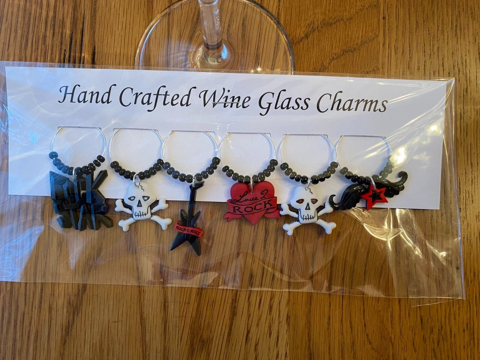 ROCKER, ROCK STAR " SET OF 6 HANDCRAFTED" Wine Glass Charm drink markers | eBay